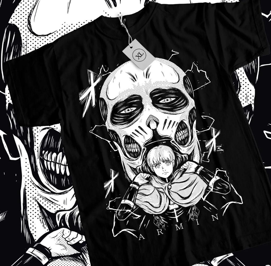 Armin Arlelt T-shirt Attack On Titan SNK Horror Anime Gift Black Shirt All Size