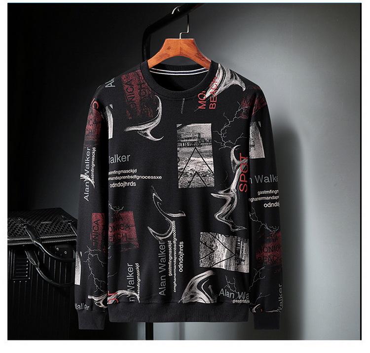 2020 Winter Plus Velvet Thickened Trendy Plus Size Men's Round Neck Sweatshirt