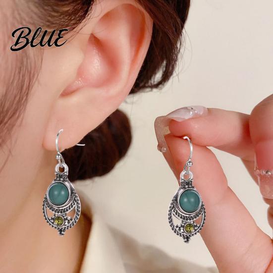 Faux Turquoise Jewelry 1 Pair Bohemian Style Drop Earrings Inlaid