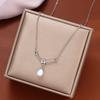 Korean Water Drop Pearl Pendant Necklaces Simple Design Elegant Silver Color Clavicle Chain For Women Trendy Party Jewelry Gifts