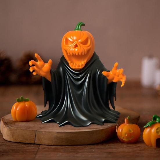 Pumpkin Ghost Figurine Spooky Cute Festive Halloween Statue Indoor Outdoor Haunted House Decoration for Tabletop Garden
