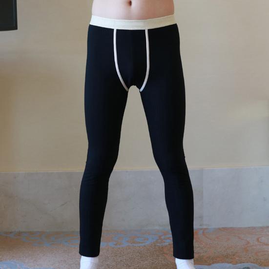 Zimowe długie kalesony U Convex Bulge Pouch Cienkie spodnie o wysokiej elastyczności Starannie szyte legginsy w jednolitym kolorze Spodnie do spania w domu