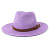 Cappello di Paglia Giallo Cappello Estivo da Donna Stile Britannico Cappello Panama Cappello Fedora a Tesa Larga Sombrero a Tesa Larga Berretto da Donna 56-58cm Viola Nuovo