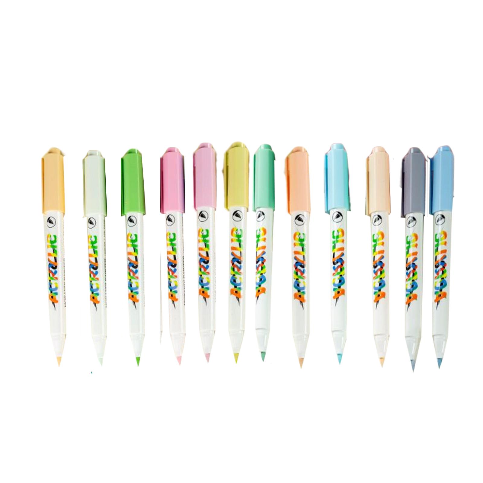 

Acrylic marker pens in different colors. Vivid crafts for painting, mugs, card