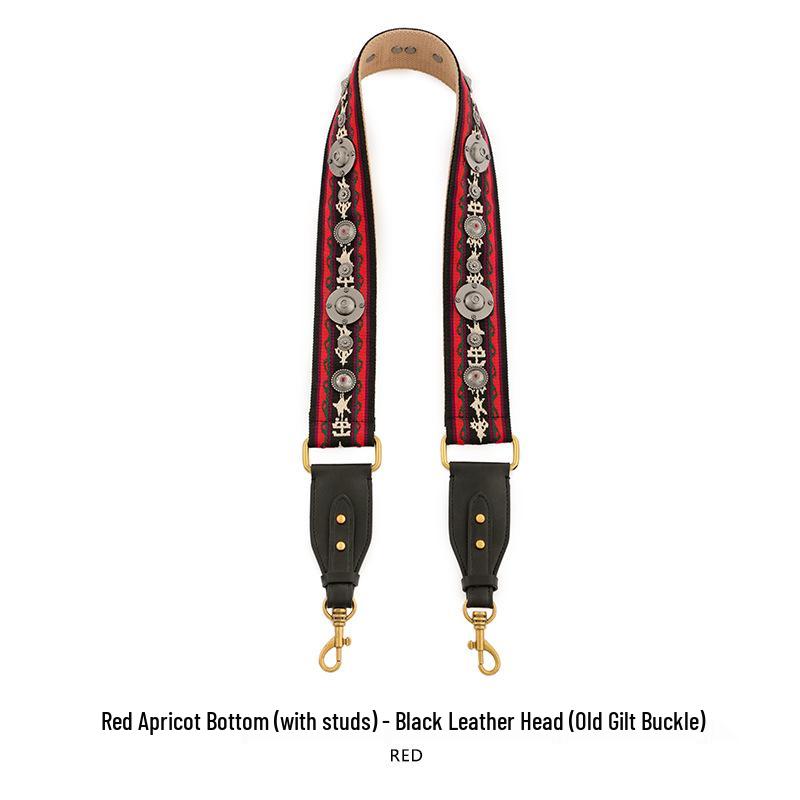 Ma Huang Shi Women's Genuine Leather Vintage Saddle Bag Strap with Rivets