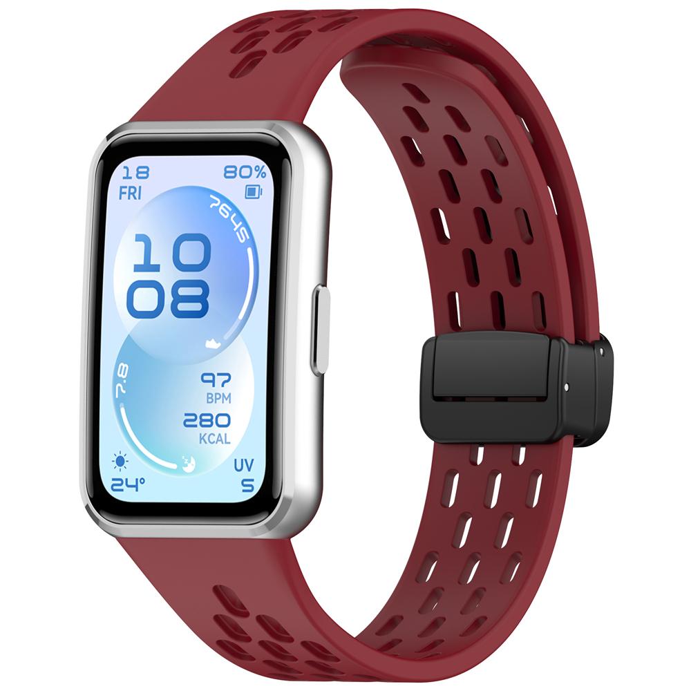 

Магнитный ремешок для Huawei Band 11/11 NFC/11 Pro/11 Pro NFC Аксессуары Спортивный силиконовый дышащий браслет pulseira correa Для Huawei Band 11/11Pro/NFC красный