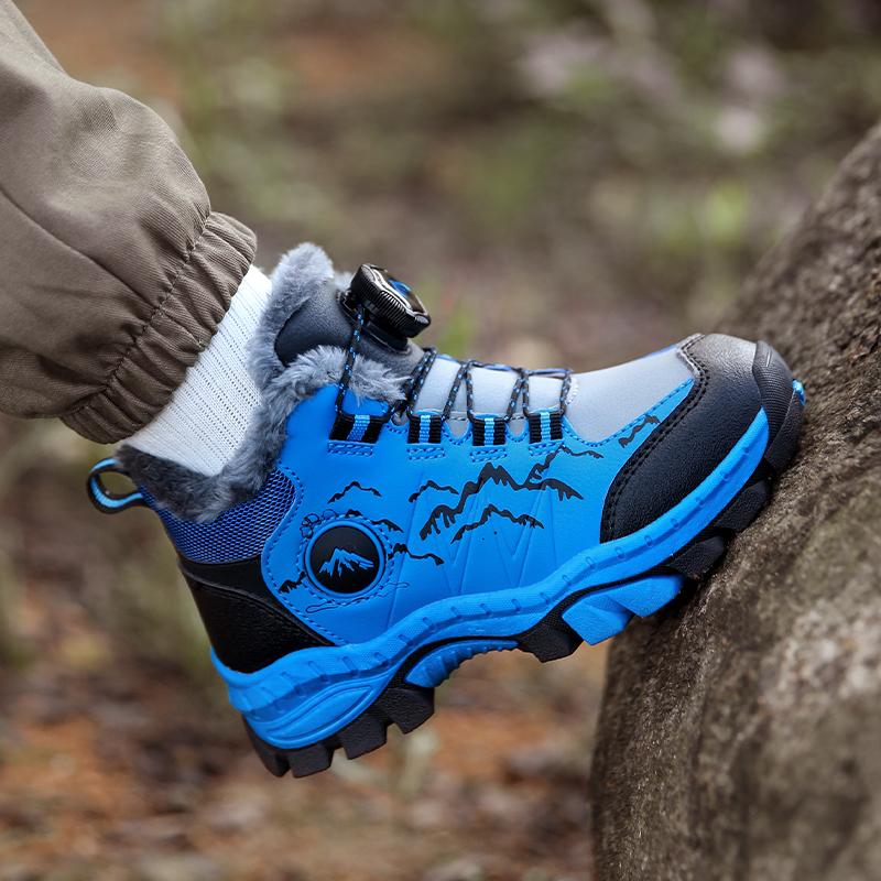 Winter Children Anti Slip Wear Resistant Velvet Warm Outdoor Hiking Shoes Cotton Shoes Snow Boots Sports Leisure Shoes Boys Girls Snow Boots