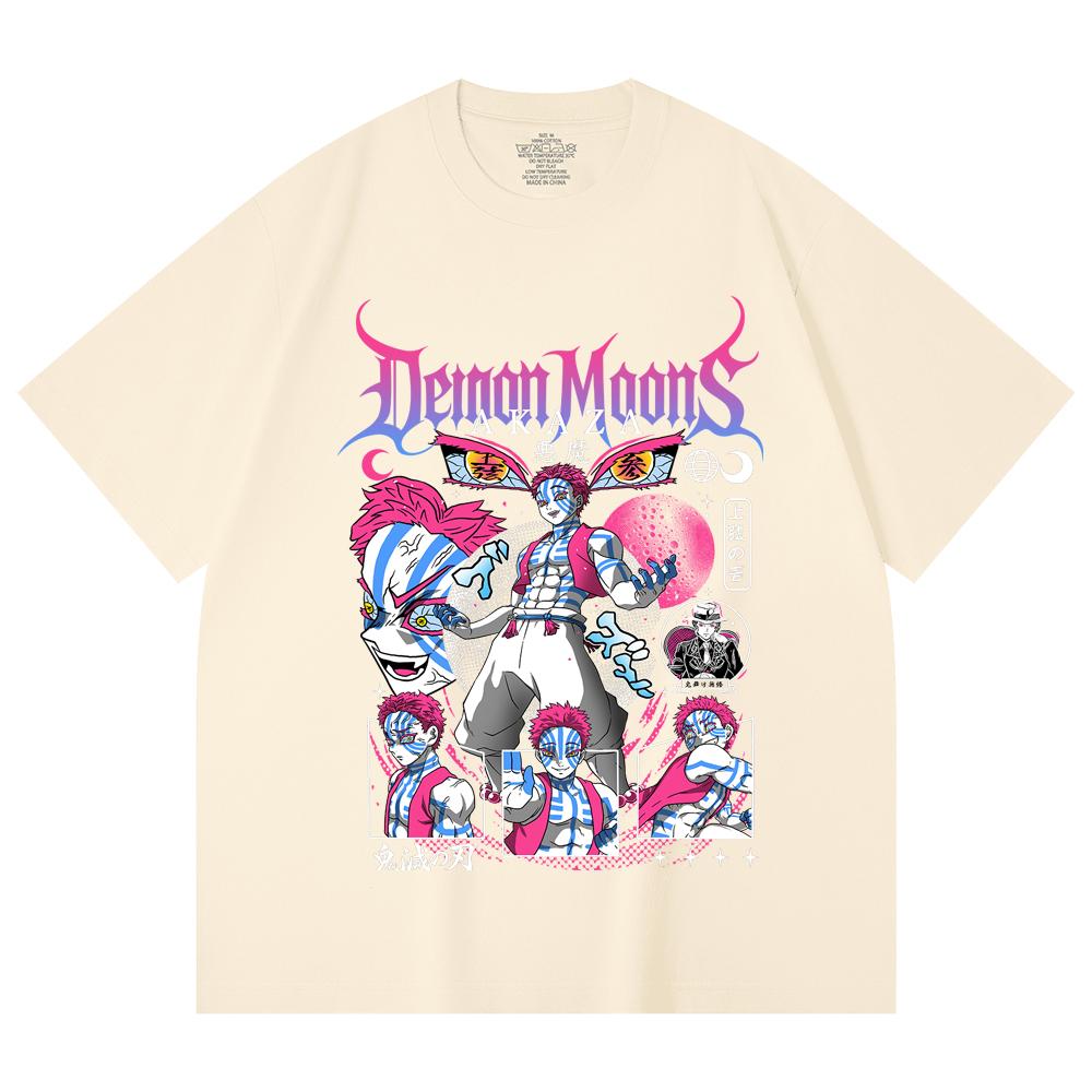 230 Gsm 100% Cotton Demon Slayer V31 Akaza Print Unisex Heavy Cotton T Shirt
