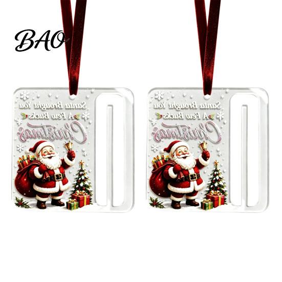 Surprise Cash Gift Packaging 2Pcs Christmas Holder Ornament, Acrylic Money Hanging Decor with Holiday Party Santa Snowman Design, Tree Pendant