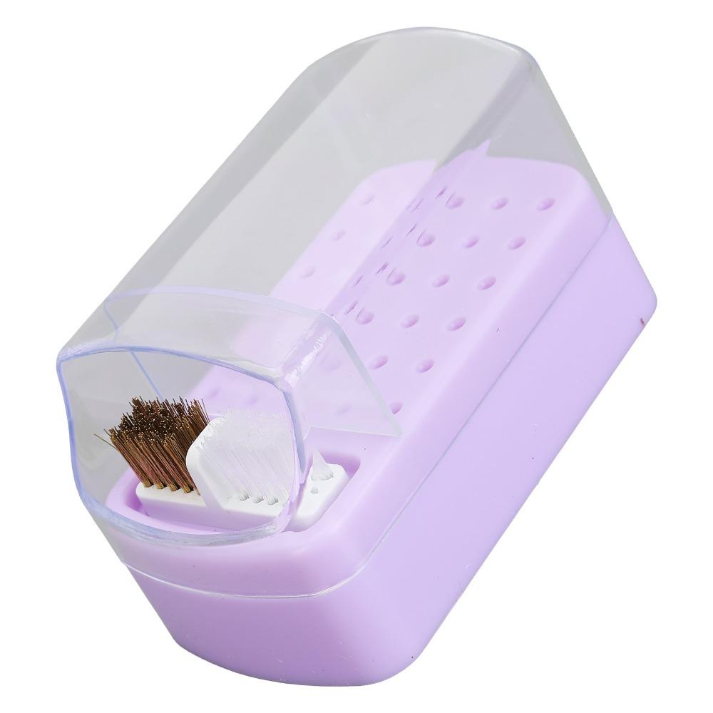 Cleaning Brush Nail Drill Bit Organizer Dustproof Nail Drill Bit Storage Box  Salon Use