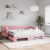 VidaXL Daybed with Trundle and Mattress Pink 90x200 Cm Velvet 3197090