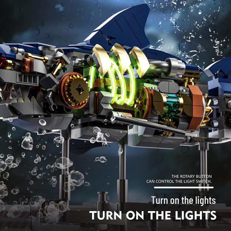 Lego-Compatible Mechanical Parrot, Shark, Whale, and Octopus Assembly Model Toys
