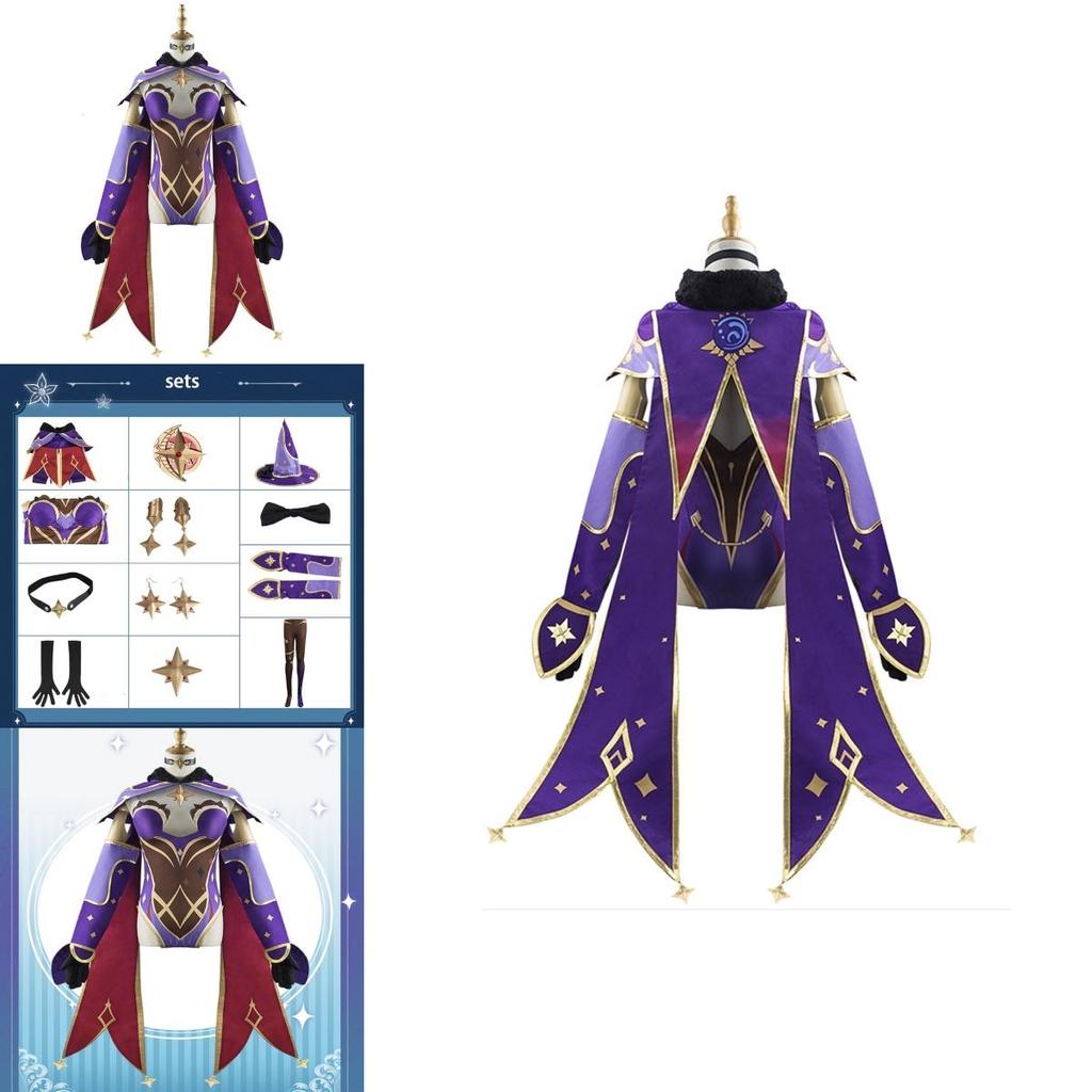 Genshin Impact Mona Cosplay Kostüm Komplettset Hochwertige Baumwolle Exquisite Details