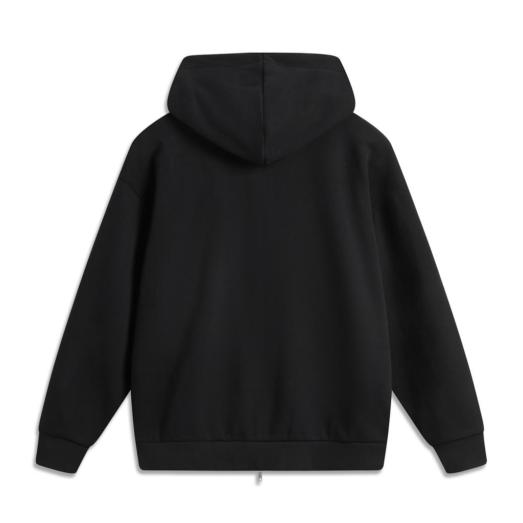 Li Ning Weekend Youth Infrared Warm Antistatic Antibacterial Versatile Casual American Vintage Logo Hooded Fleece Warm Cardigan Sweatshirt AWDUA11-6