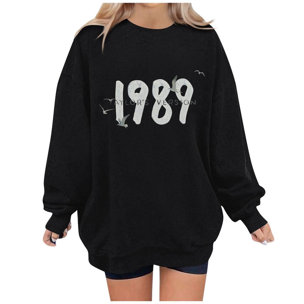 Maglione girocollo a maniche lunghe con stampa alla moda casual da donna