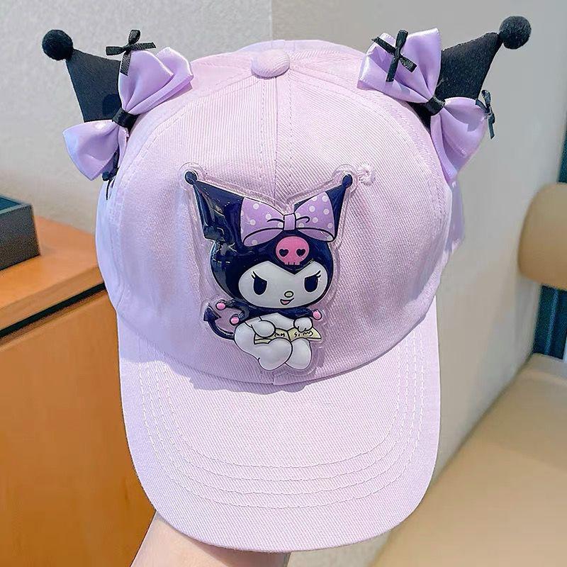 New Sanrio Kids Cartoon Kuromi Sun Hat Adjustable Baseball Cap Summer Anti-UV Breathable Outdoor Hat for Girls