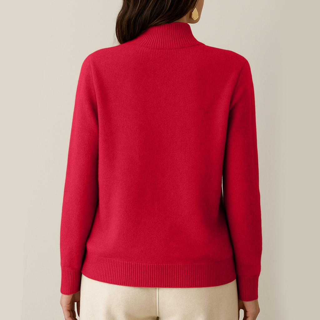 Women's Knitted Solid Color Long Sleeve Half High Collar Hoodie Bottom Shirt Top