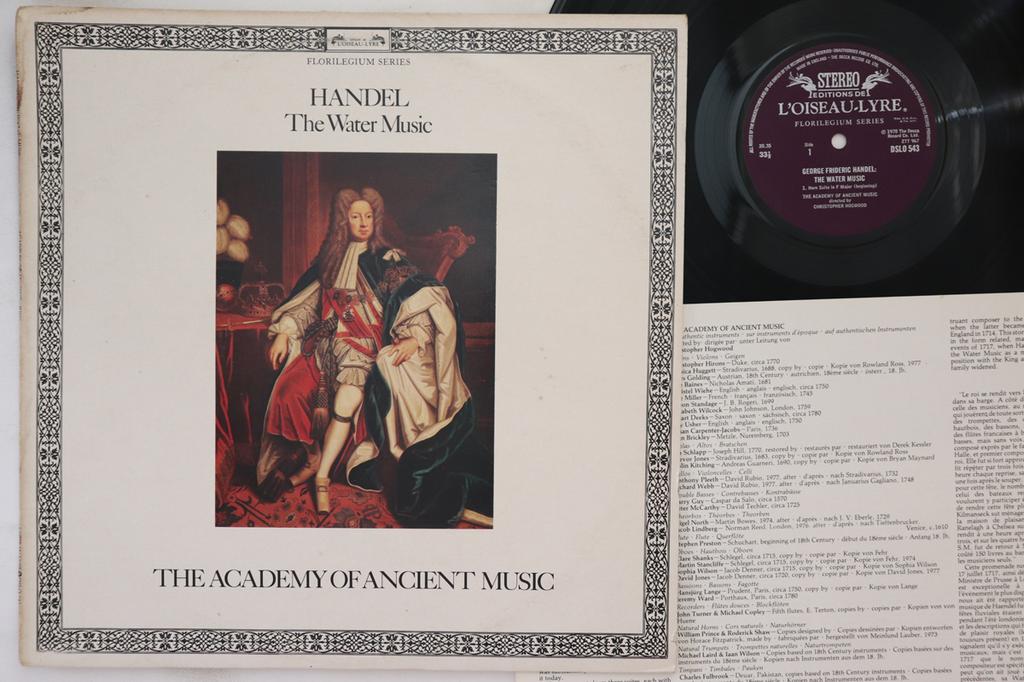 LP Record ACADEMY OF ANCIENT MUSIC  Handel Water Music DSLO543 LOISEAULYRE 1978 UK Classical Used