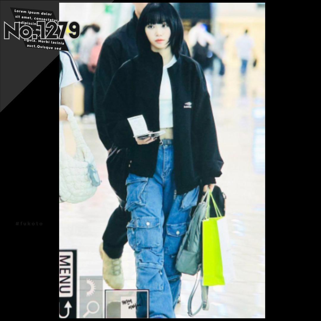 

[USED] Denim cargo pants, Y2K, grunge, Korean, retro punk, wide flare, size L