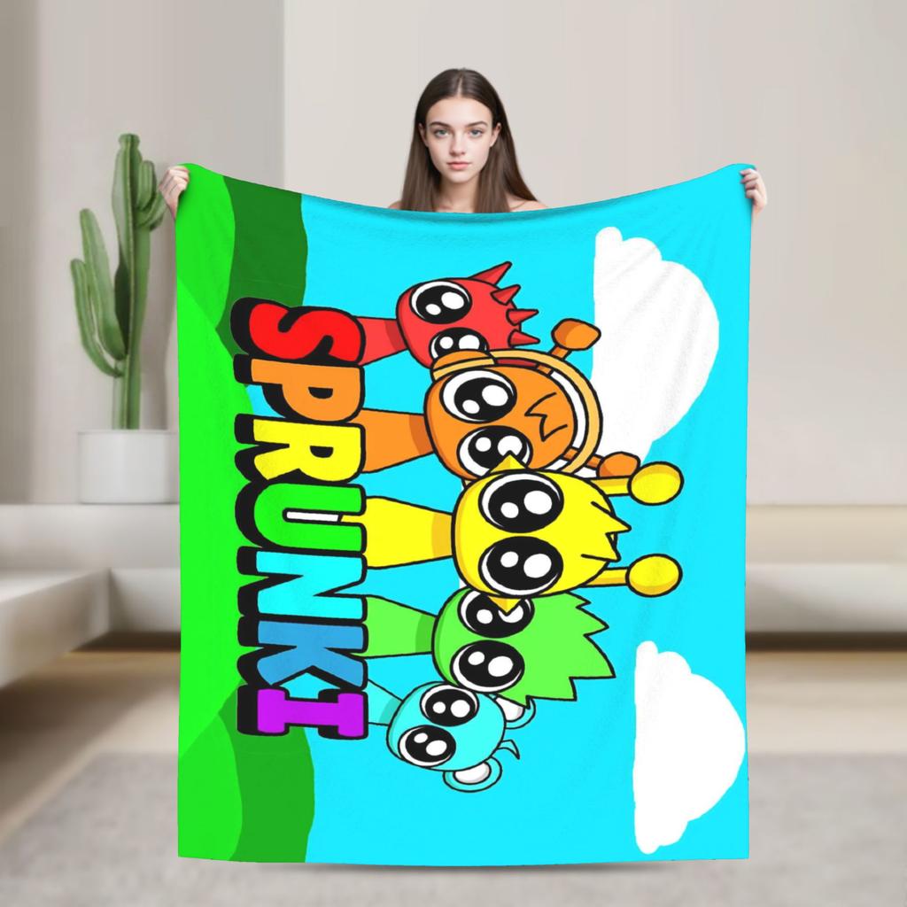 Sprunki Spieldecken Flanell Leichte Dünne Überwurfdecken für Schlafzimmer Sofa Bett Teppich