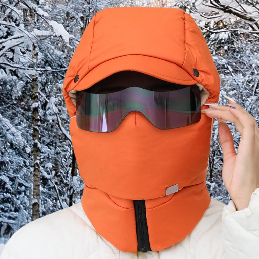 Bomber Hat 4-in-1 Warm Hat Russian Cap With Hood Earflap Goggles For Men Women Winter Cold Weather Cycling Christmas