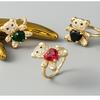 Colored Crystal Heart-shaped Opening Adjustable Ring Handmade Jewelry Party Gift