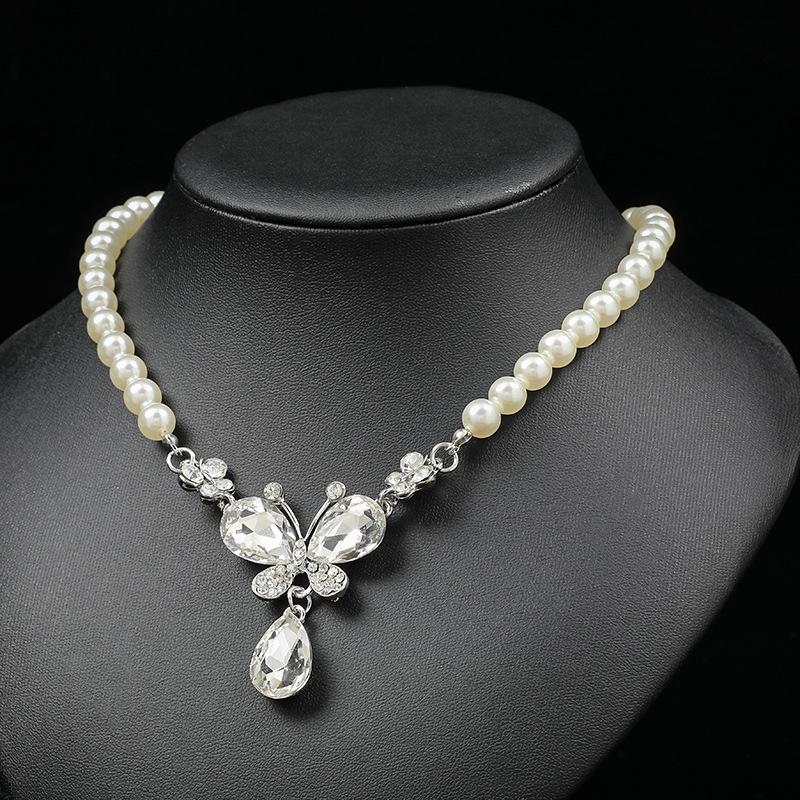 3pcs Luxury Bridal Zircon Zircon Zircon Set Collarbone Necklace Earrings Light Luxury Wedding Accessories for Bride
