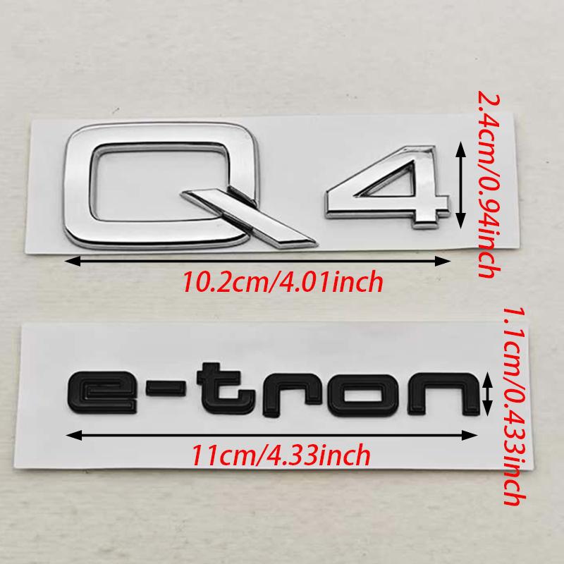 NEW 3D ABS Car Letters Logo Q4 e-tron Badge Rear Trunk Fender Side Emblem For Audi Q4 e-tron Q6 Auto Tail Marking Accessories