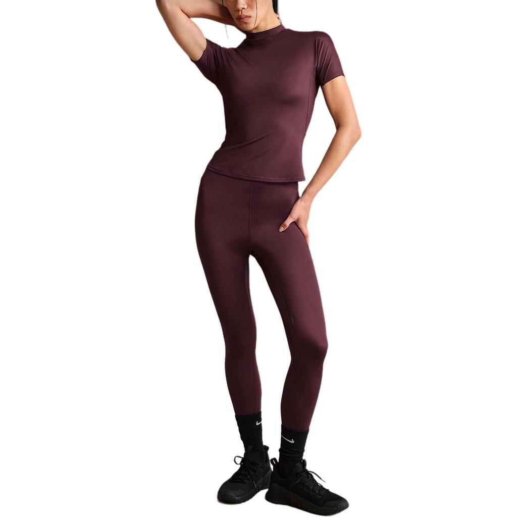 New Nike SKIMS Shine Women's Mock Neck Short Sleeve Top TPTSH2714-CUR