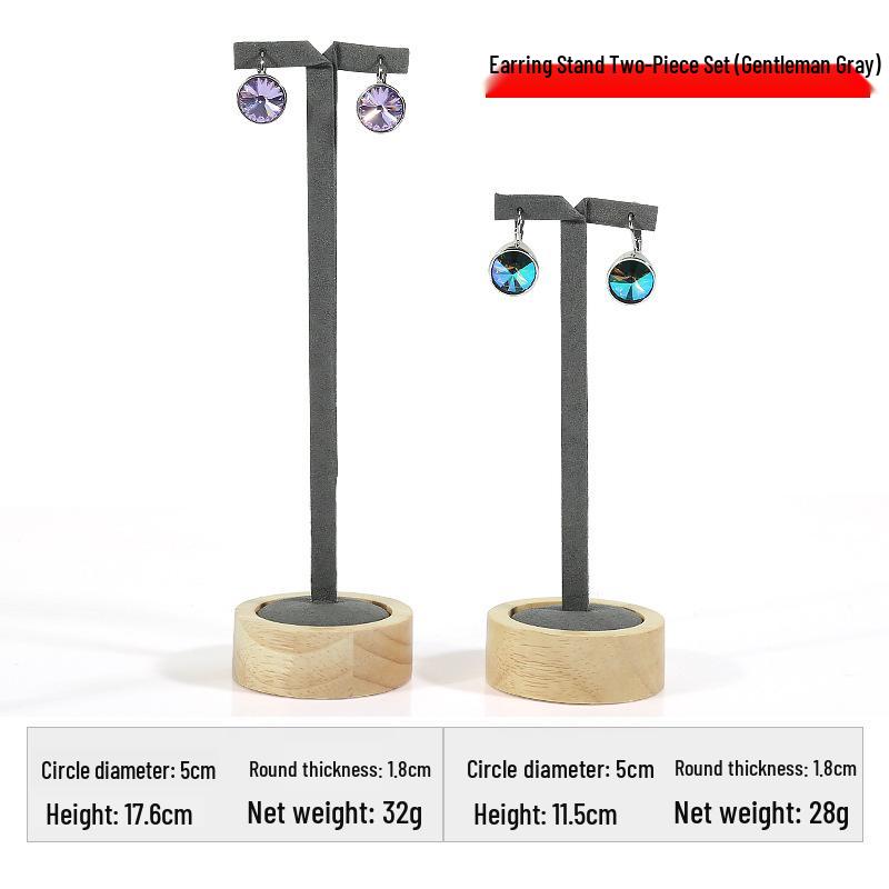 Solid Wood Jewelry Display Stand for Earrings, Rings, and Necklaces with Jade Tray