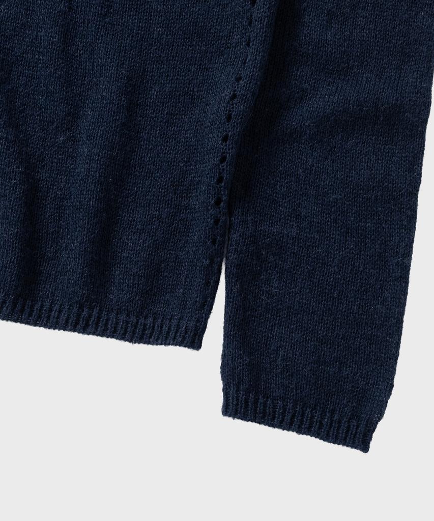 NONBLANK Crop Henley Neck Ls Knit_Navy