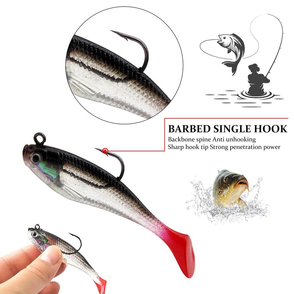 5pcs Soft Artificial Fishing Lures set Good Rigidity No Barbs Lures Bait Kit Suitable for Freshwater Saltwater