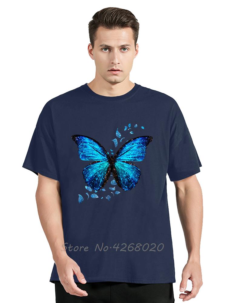 Mens Clothing Colorful Butterfly Petal Oversized Tshirt Short Sleeve Round Cotton Tshirt Cute Graphic Fitness T Shirt Female