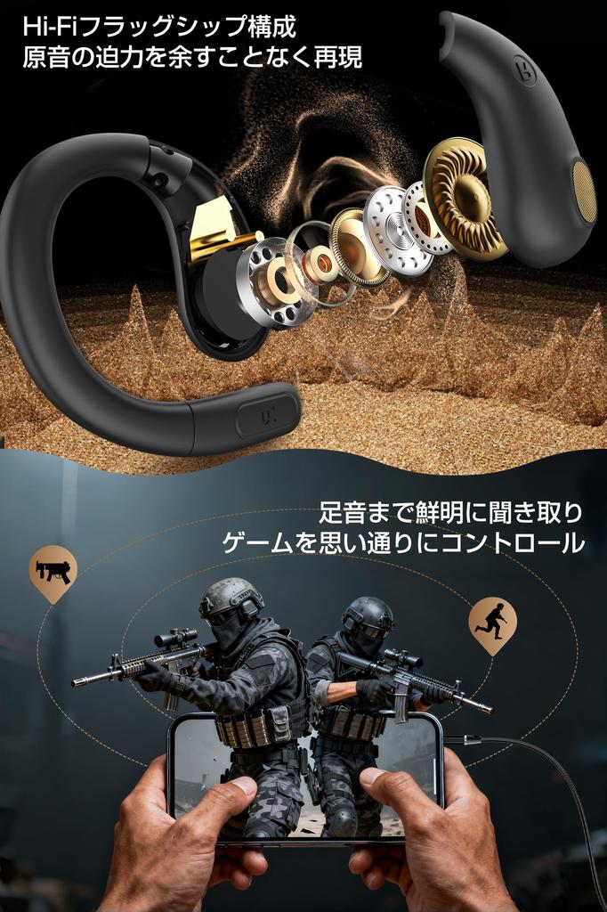 Improved Wired Earphones with Ear Open and Evolved from Bone Conduction Open Zero Perfect for Online and Stereo Mini Plug [Latest 2.0] Hooks, Ear,