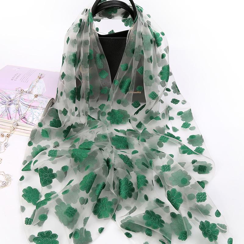 Scarf, Women's Organza, Silk Scarf, Embroidered Shawl, Sun Protection, Spring and Summer Beach Scarf, Long and Versatile Large Scarf, Autumn