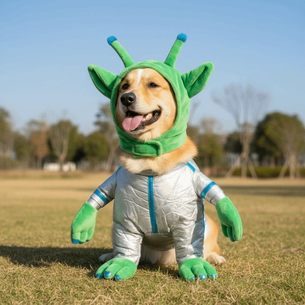 Plush Hands and Feet Pet Alien Transformation Outfit Colorful Laser Dog Cosplay Clothes Parade