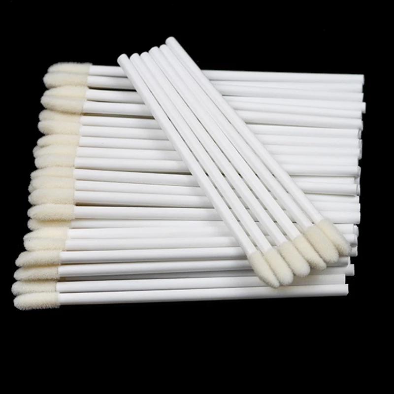 CNKESS 50Pcs Disposable Lip Brushes Lipstick Gloss Applicators Makeup Swabs Micro Cleaning Brush Tools For Eyelash Extension