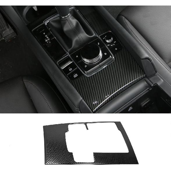 Car Accessories Fit for 2024 2025 Mazda 3 Axela Interior Gear Shift Knob Console Media Panel Cover Trim (Carbon Fiber Style) Stainless Steel 1