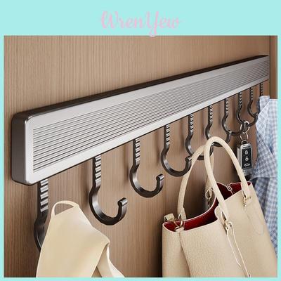 Space Aluminum Wall Hook Set With Strong Adhesive No Drilling Suitable For Bathroom And Closet Storage