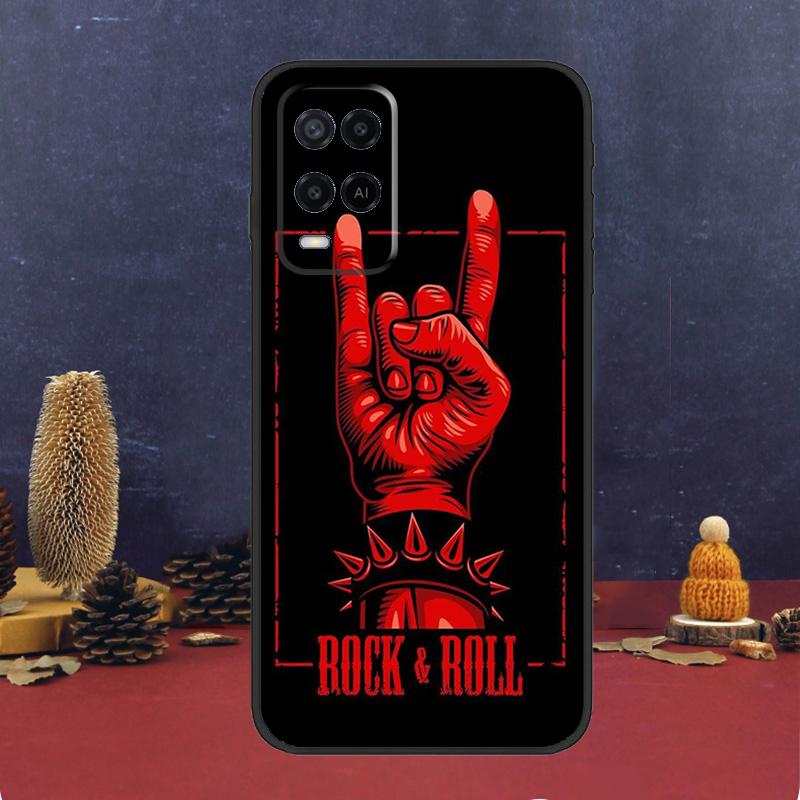 Rock and Roll Skull Case For Oppo A5 Pro A6 A15 A18 A38 A58 A78 A98 A54 A74 A94 A17 A57 A80 A60 A40 A16 A76 A96