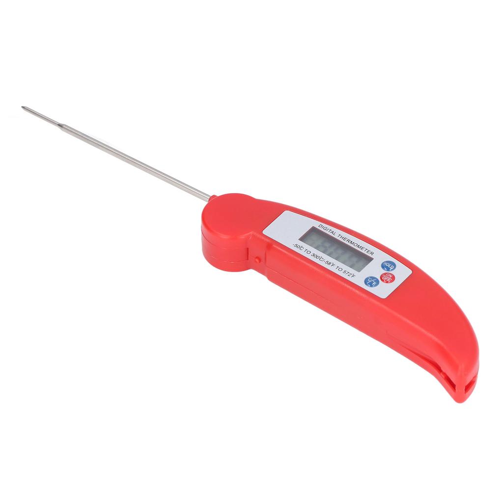 Meat Temperature Measurement Fast Digital Food Thermometer with Foldable Probe for Cooking Red