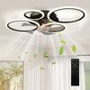 Ventilador de Teto com Luz e Controle Remoto, Ventilador de Teto LED de 77 cm com 3 Cores de Luz, 6 Velocidades, Temporizador
