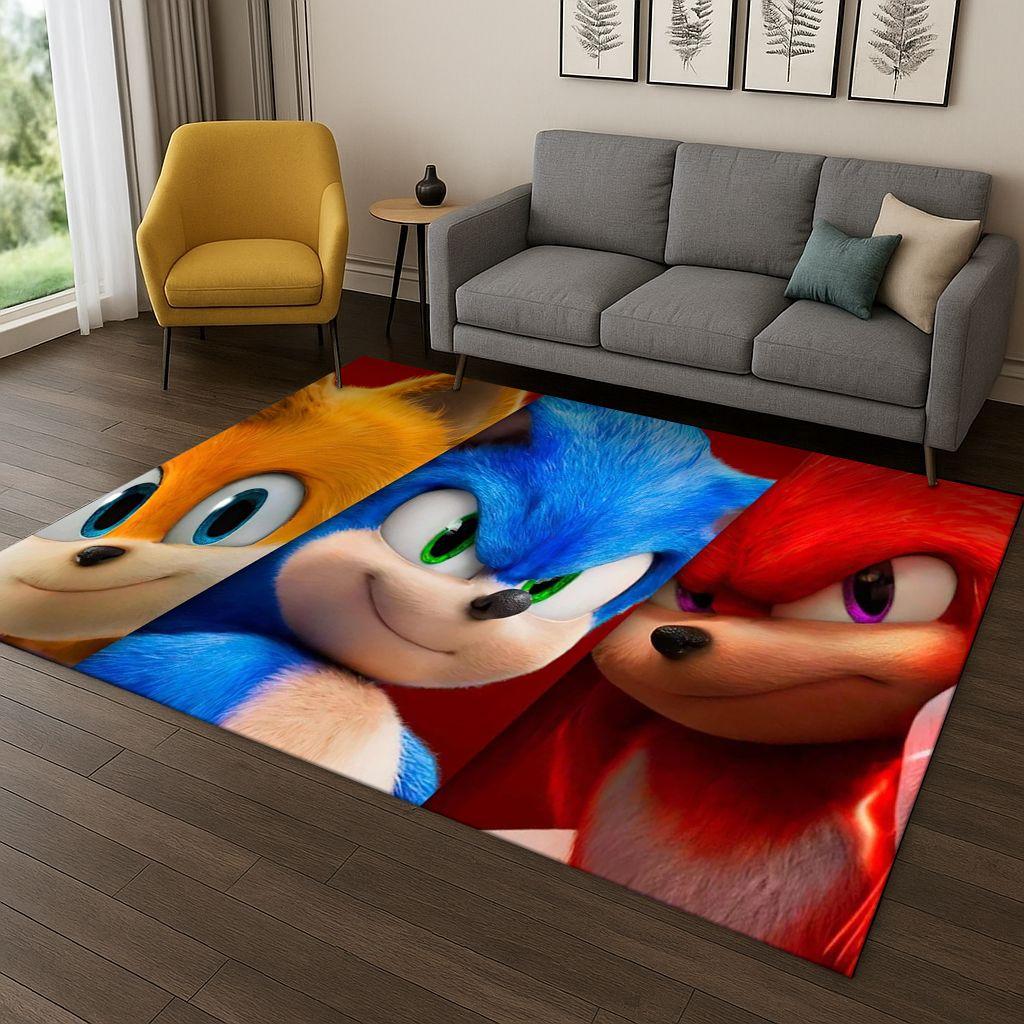 3D S-Sonic Cartoon Game Carpet Rug for Bedroom Living Room Sofa Doormat Home Decor,Kids Play Area Rug Non-slip Christmas Gift