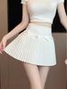 Sweet Bow Pleated A-Line Mini Skirt - High-Waisted, Slimming, College Style for Women