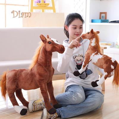 OBS 3D Simulation Horse Animal Plush Stuffed Doll Kids Toy Room Decor Photo Props