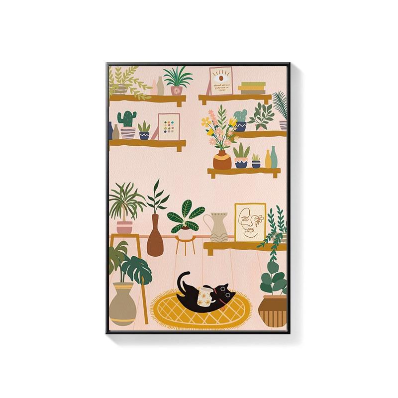 Bathroom Decorative Painting Cat American Retro Toilet Bathroom Canvas Painting Wall Art Poster for Modern Bathroom Home Decor