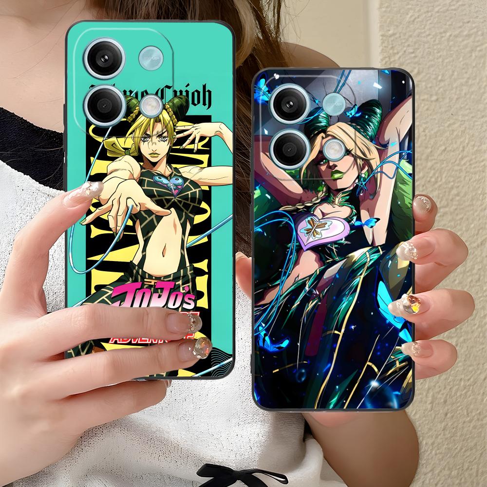 JOJO Jolyne Kujo Phone Case for Xiaomi Redmi Note 14 13 12 11 10 9 S A Pro Plus Lite 5G Black Smartphone Cover Cellphones
