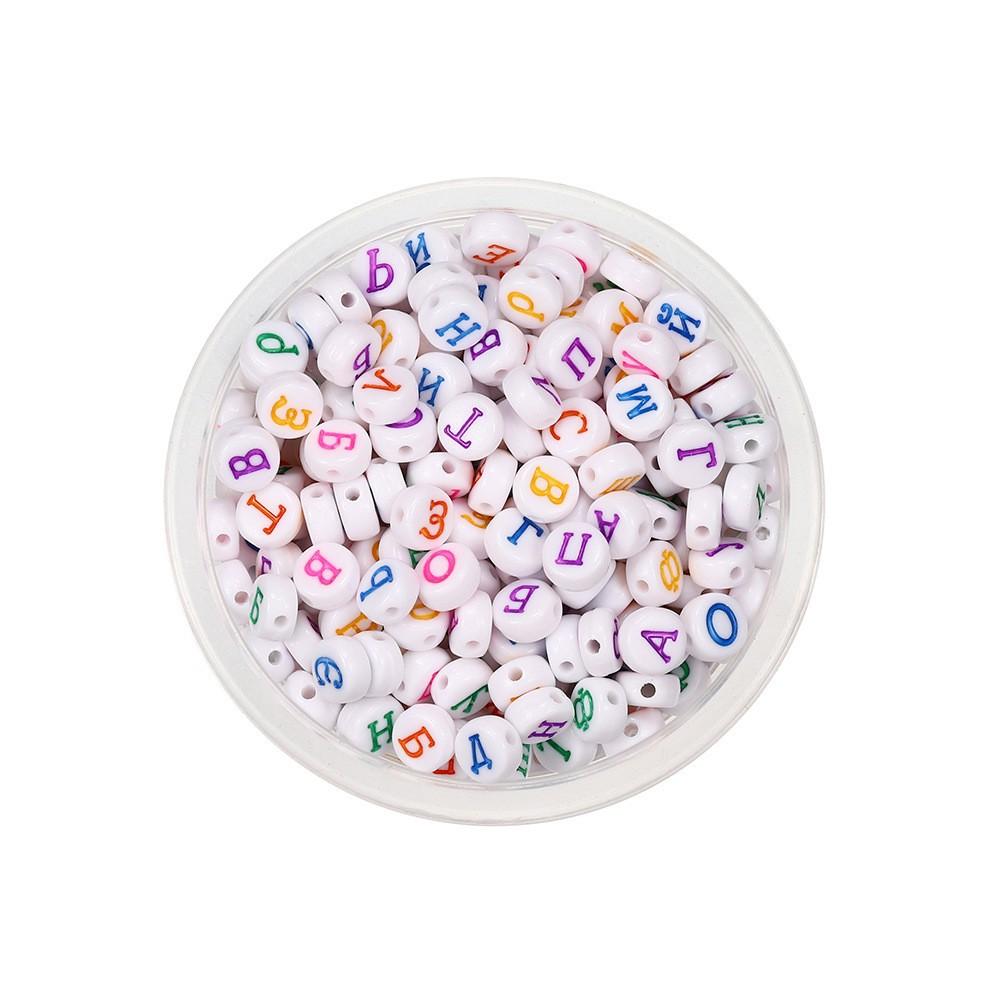 4 * 7Mm Acrylic Luminous Russian Letter Beads Bracelet Necklace Beaded Loose Beads Diy Jewelry Accessories