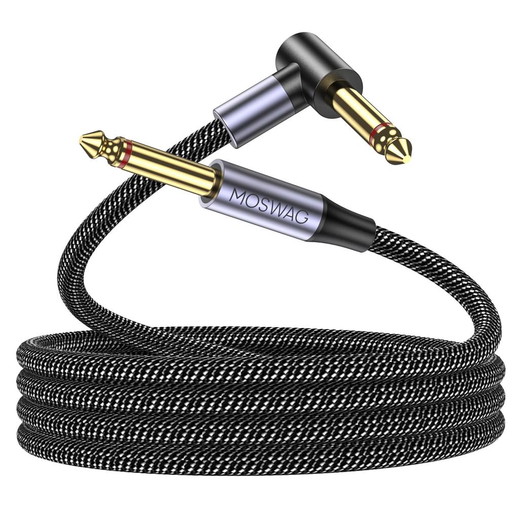 MOSWAG 6.35mm Guitar Shielded Cable, 5 Meters (3m), 6.35mm Audio Instrument Cable for Microphones, Amplifiers, Audio, Guitars, and 6.35mm TS Electric