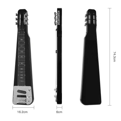 Batking Lap Steel Guitar, 6-String, Slotted Headstock, Electric Slide Guitar, Black
